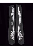 Chaussettes Hautes Imprimé Squelette Bas d'Halloween Noir