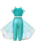Halloween Aladdin Princess Cosplay Dress For Girls Green