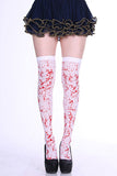 Halloween Splatter Blood Over The Knee Socks Berry Red