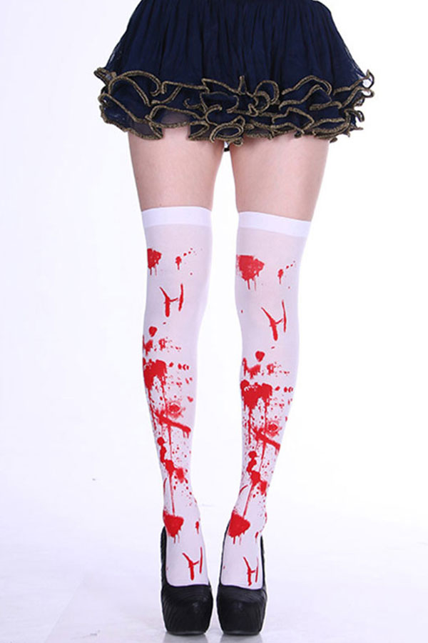 Halloween Scary Blood Knee Length Socks Crimson