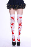 Blood Fingerprint Halloween Cosplay Stocking Dark Red