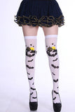 Halloween Cosplay Socks Bat Print Stockings White