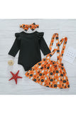 Toddler Baby Girl Halloween Outfits Pumpkin Suspender Skirt