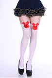 Bowknot High Knee Nurse Socks Halloween Socks Red