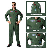 Top Gun Flight Suit Costume Air Force Fighter Pilot Jumpsuit for Men