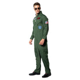 Top Gun Flight Suit Costume Air Force Fighter Pilot Jumpsuit for Men