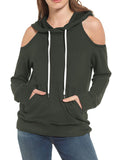 Pinkqueen Off Shoulder Hooded Sweatshirt Cut Out Tops
