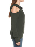 Pinkqueen Off Shoulder Hooded Sweatshirt Cut Out Tops