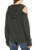 Pinkqueen Off Shoulder Hooded Sweatshirt Cut Out Tops