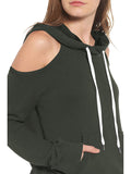 Pinkqueen Off Shoulder Hooded Sweatshirt Cut Out Tops