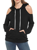 Pinkqueen Off Shoulder Hooded Sweatshirt Cut Out Tops