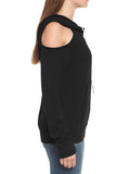 Pinkqueen Off Shoulder Hooded Sweatshirt Cut Out Tops