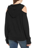 Pinkqueen Off Shoulder Hooded Sweatshirt Cut Out Tops