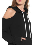 Pinkqueen Off Shoulder Hooded Sweatshirt Cut Out Tops