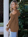 Pinkqueen Off Shoulder Hooded Sweatshirt Cut Out Tops