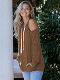 Pinkqueen Off Shoulder Hooded Sweatshirt Cut Out Tops