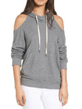 Pinkqueen Off Shoulder Hooded Sweatshirt Cut Out Tops