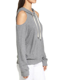 Pinkqueen Off Shoulder Hooded Sweatshirt Cut Out Tops