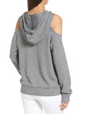 Pinkqueen Off Shoulder Hooded Sweatshirt Cut Out Tops