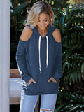 Pinkqueen Off Shoulder Hooded Sweatshirt Cut Out Tops