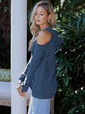 Pinkqueen Off Shoulder Hooded Sweatshirt Cut Out Tops