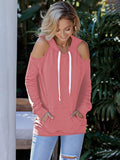 Pinkqueen Off Shoulder Hooded Sweatshirt Cut Out Tops