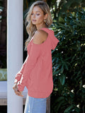 Pinkqueen Off Shoulder Hooded Sweatshirt Cut Out Tops