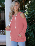 Pinkqueen Off Shoulder Hooded Sweatshirt Cut Out Tops