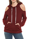 Pinkqueen Off Shoulder Hooded Sweatshirt Cut Out Tops
