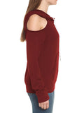 Pinkqueen Off Shoulder Hooded Sweatshirt Cut Out Tops