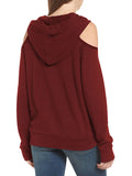 Pinkqueen Off Shoulder Hooded Sweatshirt Cut Out Tops