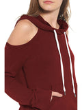 Pinkqueen Off Shoulder Hooded Sweatshirt Cut Out Tops