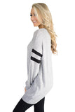 Womens Trendy Crew Neck Long Sleeve Striped Sweatshirt Light Gray