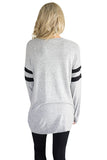 Womens Trendy Crew Neck Long Sleeve Striped Sweatshirt Light Gray