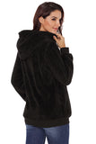 Womens Faux Fleece Hoodie Coat Outwear