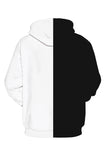 Plus Size Color Block Rose Skull Halloween Hoodie