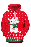 Drawstring Cute Kitty Christmas Hoodie