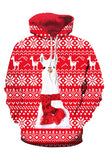 Drawstring Snowflake Christmas Alpaca Hoodie