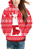Drawstring Snowflake Christmas Alpaca Hoodie