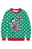 Polka Dot Sloth Christmas Sweatshirt Dark Green