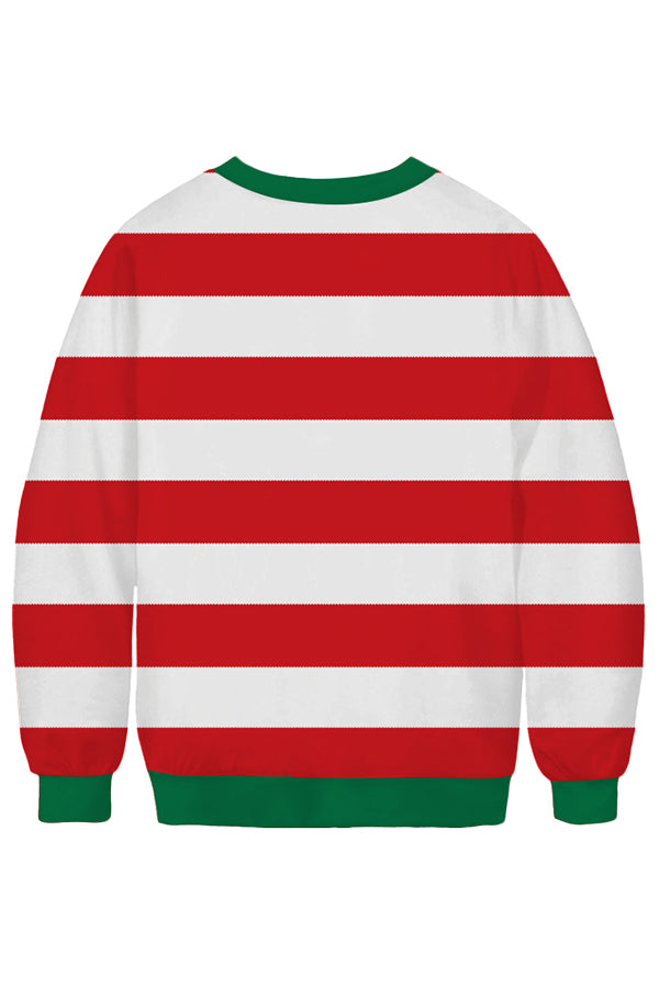 Striped Christmas Cat Sweatshirt Red