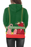 Drawstring Alpaca Ugly Christmas Hoodie Dark Green