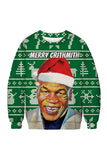 Christmas Print Pullover Sweatshirt Green