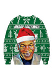 Christmas Print Pullover Sweatshirt Green