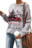 Christmas Truck Print Pullover Sweatshirt Gray