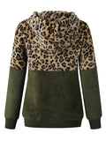 Womens Leopard Oversized Warm Fuzzy Hoodies Pullover Hooded Sweatshirt Outwear