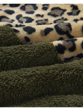 Womens Leopard Oversized Warm Fuzzy Hoodies Pullover Hooded Sweatshirt Outwear