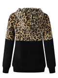 Womens Leopard Oversized Warm Fuzzy Hoodies Pullover Hooded Sweatshirt Outwear