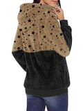 Womens Leopard Oversized Warm Fuzzy Hoodies Pullover Hooded Sweatshirt Outwear