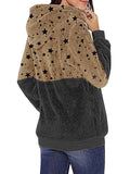Womens Leopard Oversized Warm Fuzzy Hoodies Pullover Hooded Sweatshirt Outwear